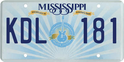MS license plate KDL181