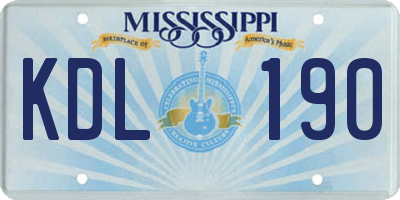MS license plate KDL190