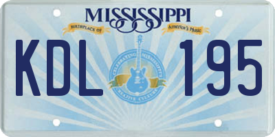 MS license plate KDL195