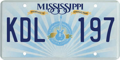 MS license plate KDL197