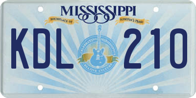 MS license plate KDL210