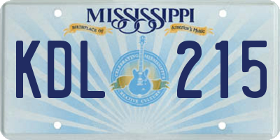 MS license plate KDL215