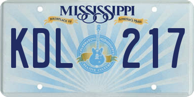 MS license plate KDL217