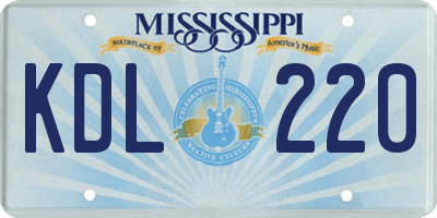 MS license plate KDL220