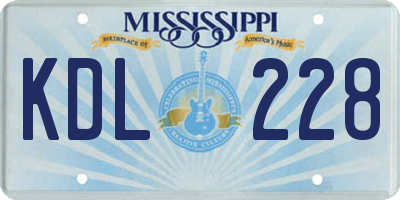 MS license plate KDL228