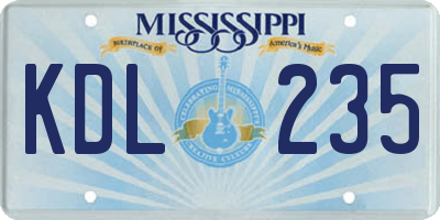 MS license plate KDL235