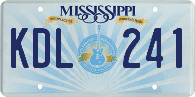 MS license plate KDL241