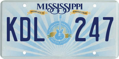 MS license plate KDL247