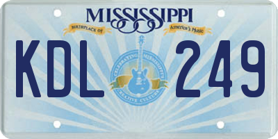 MS license plate KDL249