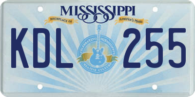 MS license plate KDL255
