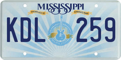 MS license plate KDL259