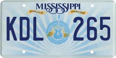 MS license plate KDL265