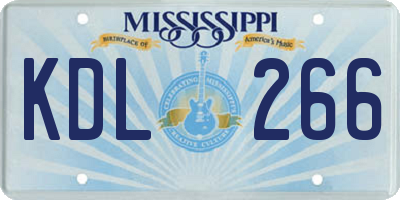 MS license plate KDL266