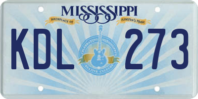 MS license plate KDL273