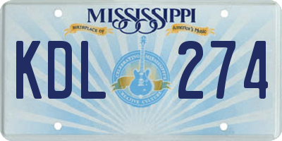 MS license plate KDL274
