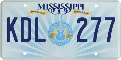 MS license plate KDL277