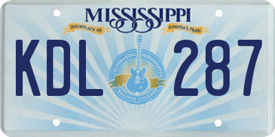MS license plate KDL287