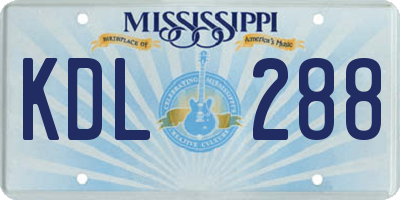 MS license plate KDL288