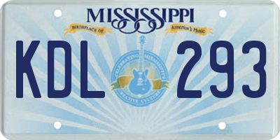 MS license plate KDL293