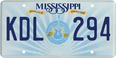 MS license plate KDL294
