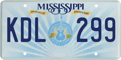 MS license plate KDL299