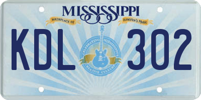 MS license plate KDL302