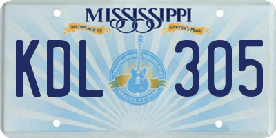 MS license plate KDL305