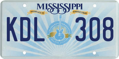 MS license plate KDL308