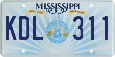 MS license plate KDL311