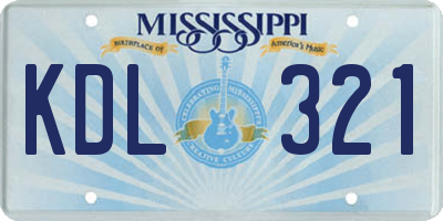 MS license plate KDL321