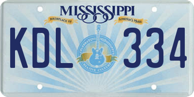 MS license plate KDL334