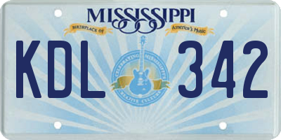 MS license plate KDL342