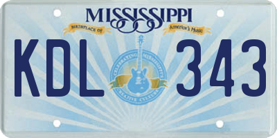 MS license plate KDL343