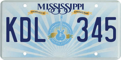 MS license plate KDL345