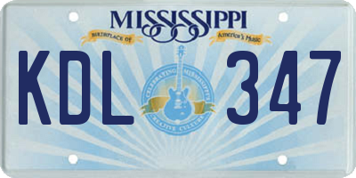 MS license plate KDL347
