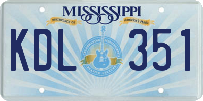 MS license plate KDL351
