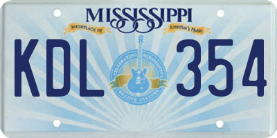 MS license plate KDL354