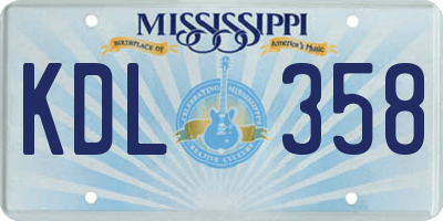 MS license plate KDL358