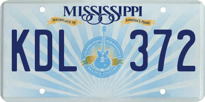 MS license plate KDL372