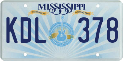 MS license plate KDL378