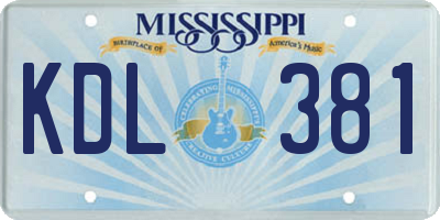 MS license plate KDL381