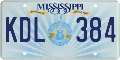MS license plate KDL384