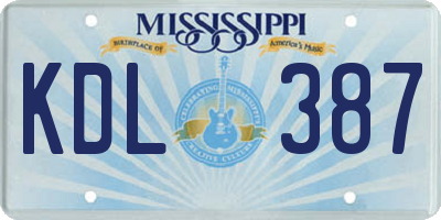 MS license plate KDL387