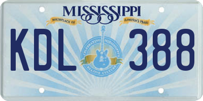MS license plate KDL388