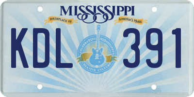 MS license plate KDL391