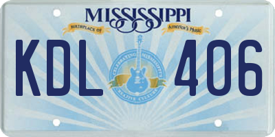 MS license plate KDL406