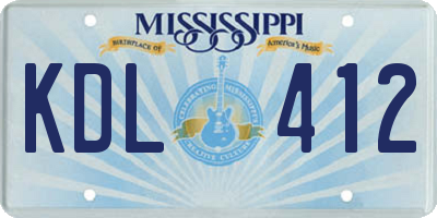 MS license plate KDL412