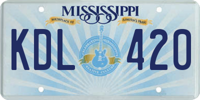 MS license plate KDL420