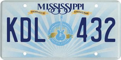 MS license plate KDL432