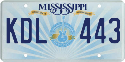 MS license plate KDL443